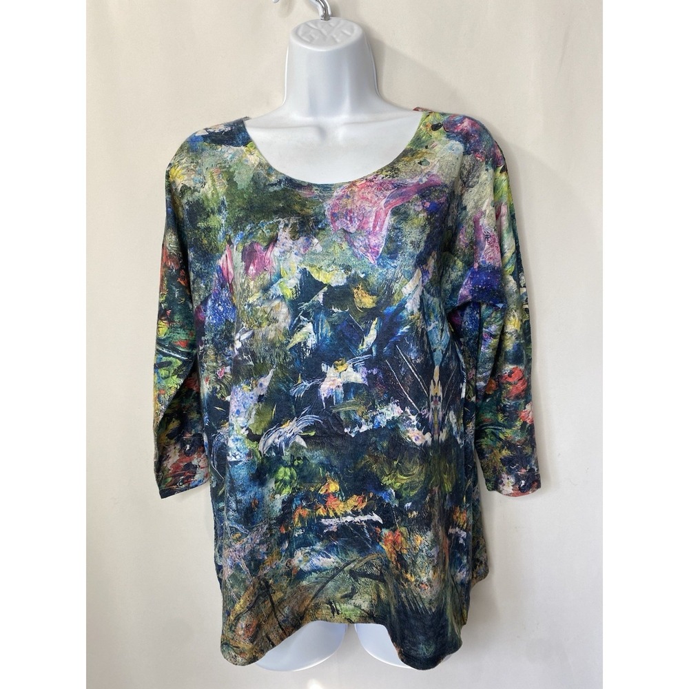 Et‎ Lois Women's Medium Artistic Print Shirt Multicolor Watercolor Art Teacher